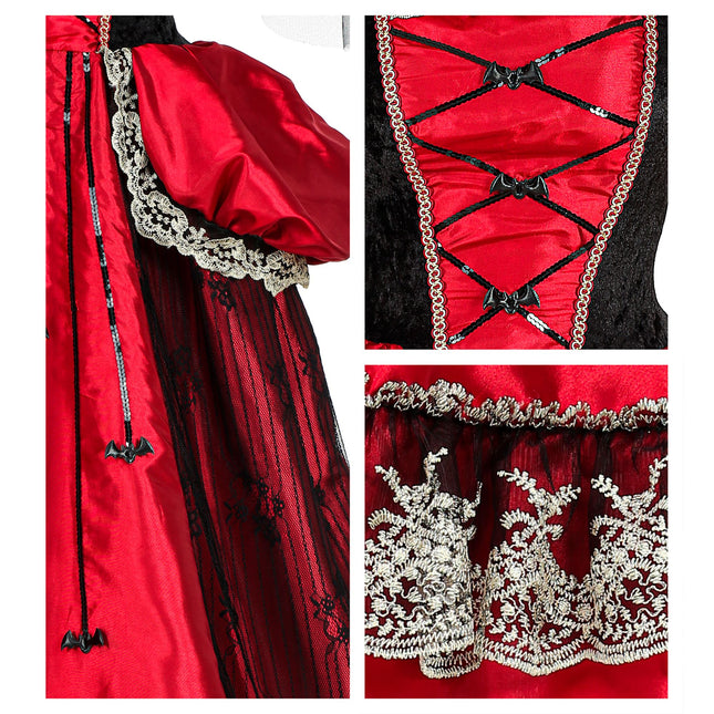Vestido de Halloween Damas Vampiro 3 piezas