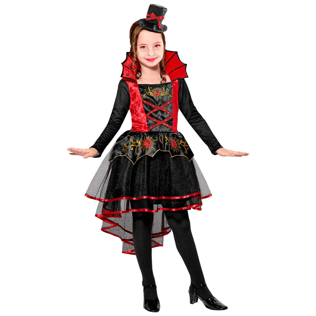 Vestido Halloween Rojo Negro Niña Vampiro