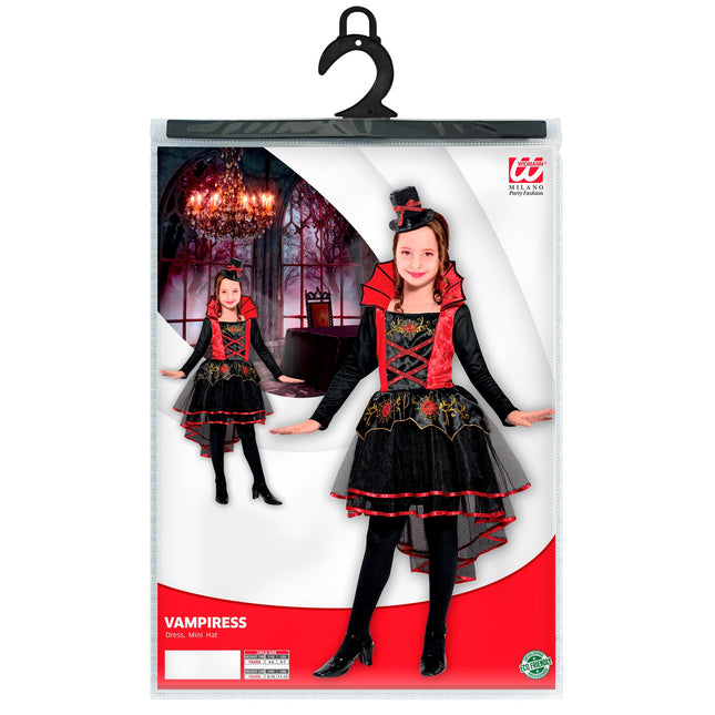 Vestido Halloween Rojo Negro Niña Vampiro
