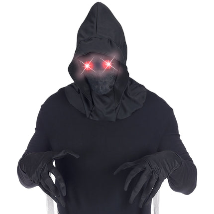 Máscara Halloween Negra Con Luz Roja