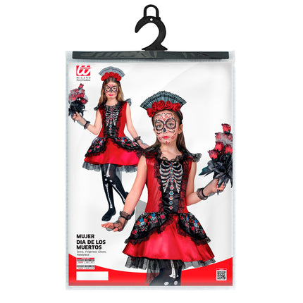 Vestido Día De Los Muertos Negro Rojo