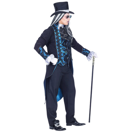 Disfraz de Halloween Vampiro Negro Azul Hombre