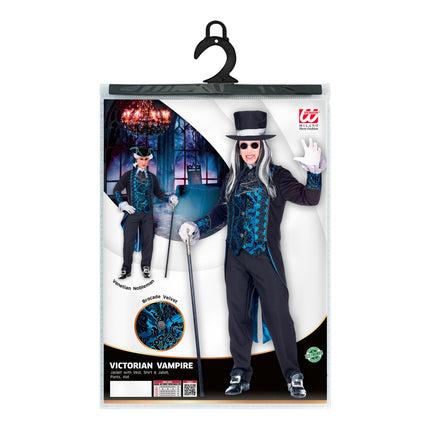 Disfraz de Halloween Vampiro Negro Azul Hombre