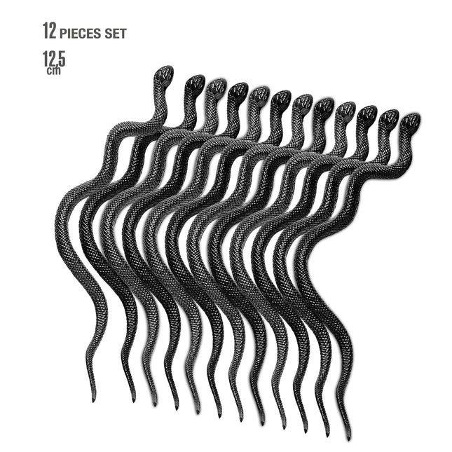 Serpiente falsa negra 12,5cm 12uds