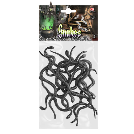Serpiente falsa negra 12,5cm 12uds