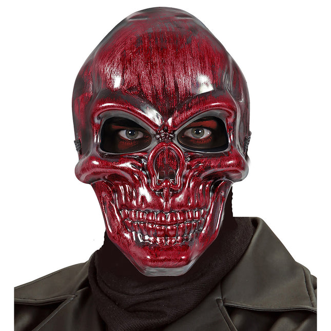 Máscara de Halloween Calavera Roja Burdeos