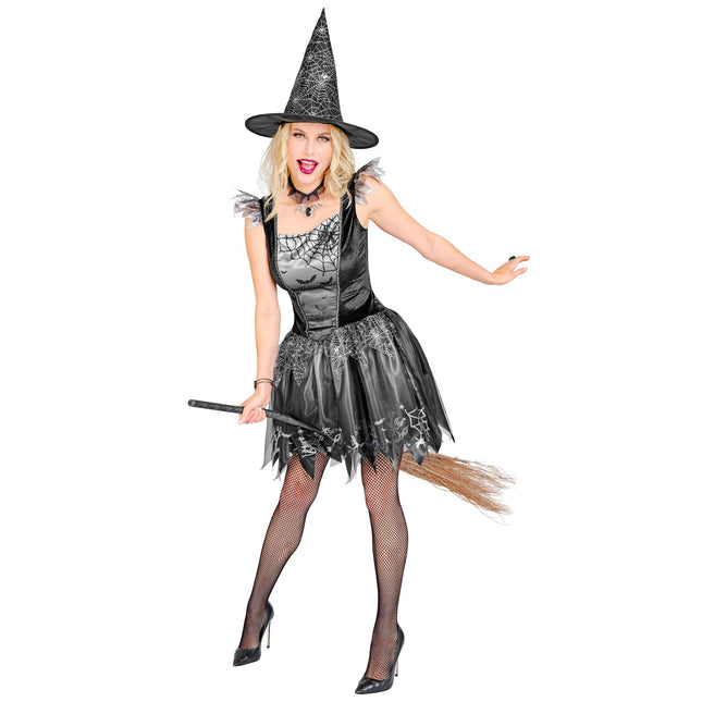 Disfraz de Halloween de Bruja Negra Plateada para Mujer