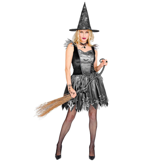 Disfraz de Halloween de Bruja Negra Plateada para Mujer