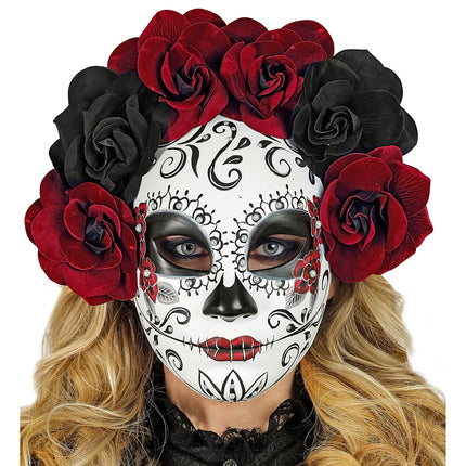 Dia De Los Muertos Mascara Con Rosas