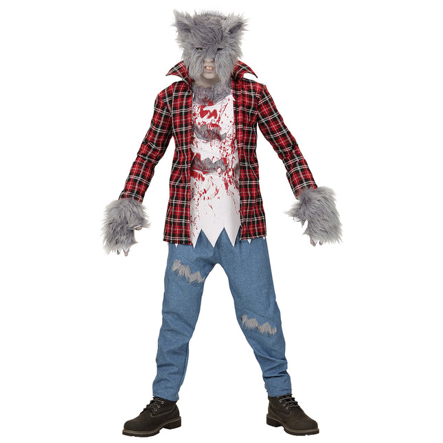 Disfraz Halloween Hombre Lobo Rojo Azul Niño