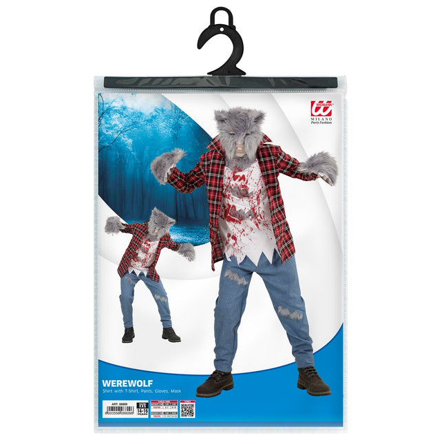Disfraz Halloween Hombre Lobo Rojo Azul Niño