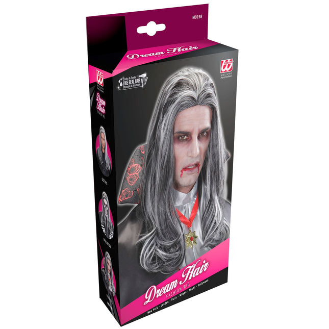 Peluca Gris Vampiro Victoriano