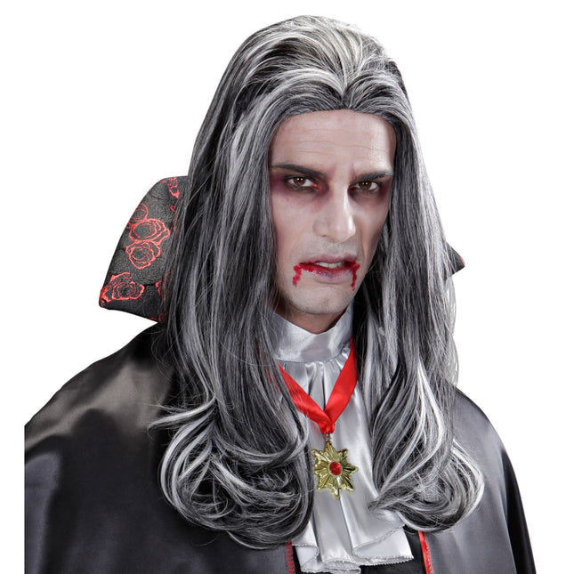 Peluca Gris Vampiro Victoriano