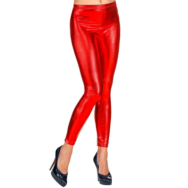 Legging rojo metalizado