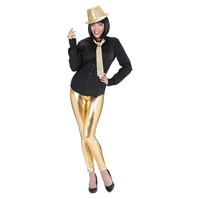 Leggings de piel sintética dorada