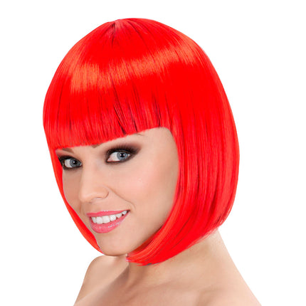 Peluca Bob Roja Con Flequillo