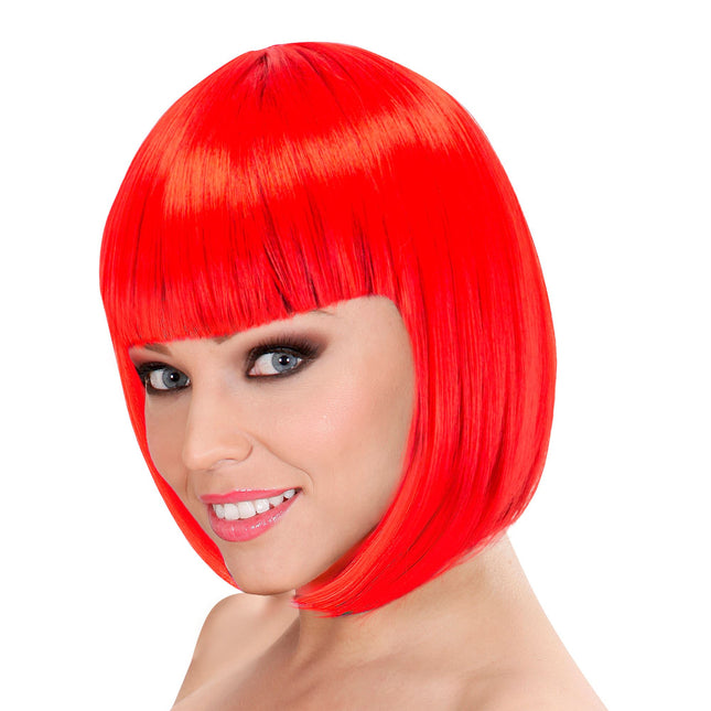 Peluca Bob Roja Con Flequillo