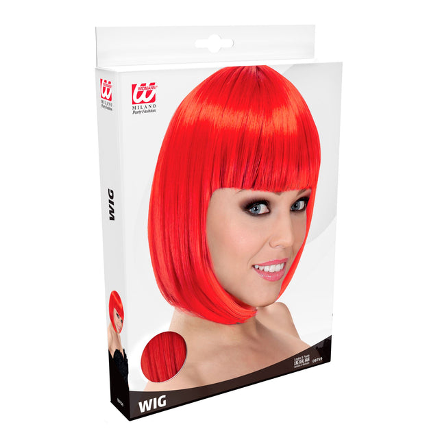 Peluca Bob Roja Con Flequillo