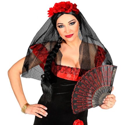 Dia De Los Muertos Diadema Velo Con Rosas