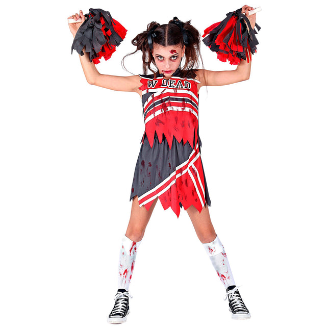 Vestido Halloween Niña Zombie Animadora 3 piezas