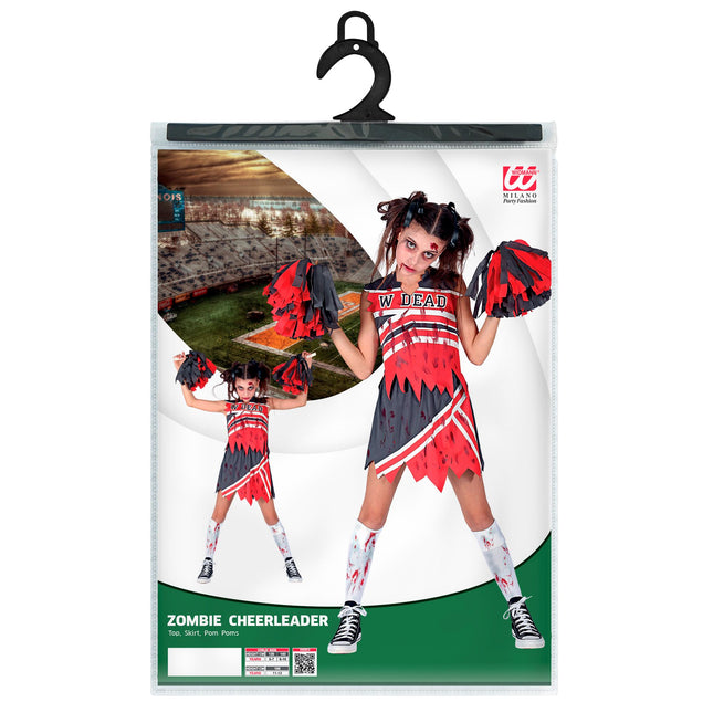 Vestido Halloween Niña Zombie Animadora 3 piezas
