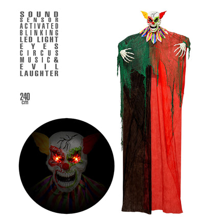 Muñeco Halloween Payaso Con Luz Y Sonido 2.4m