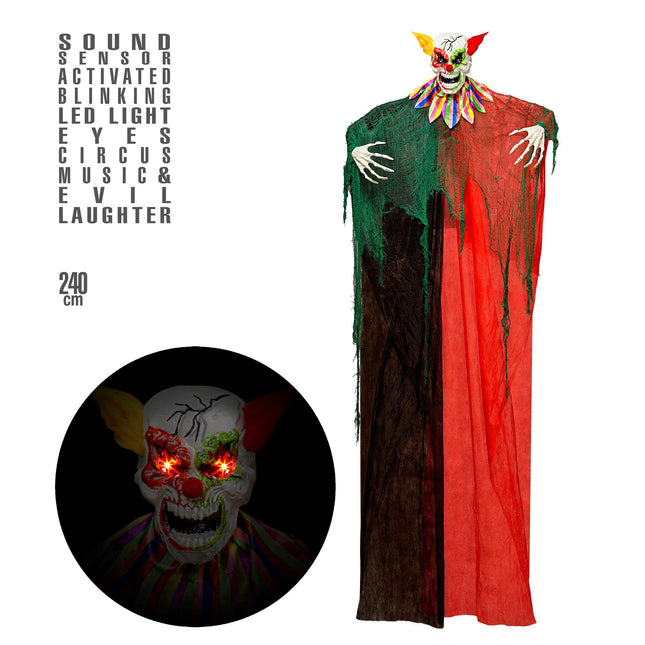 Muñeco Halloween Payaso Con Luz Y Sonido 2.4m