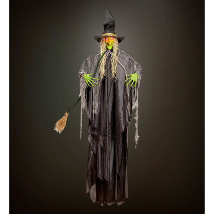 Halloween Decoración Colgante Bruja Con Luz Y Sonido 2,4m