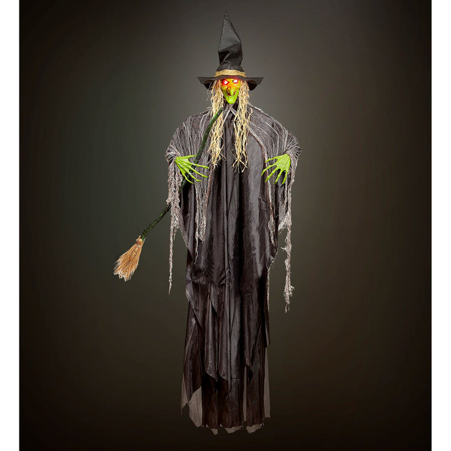 Halloween Decoración Colgante Bruja Con Luz Y Sonido 2,4m