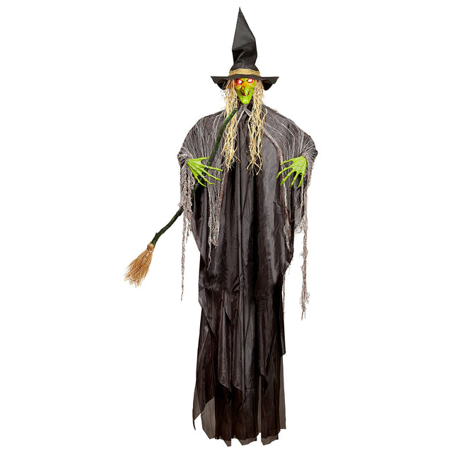 Halloween Decoración Colgante Bruja Con Luz Y Sonido 2,4m