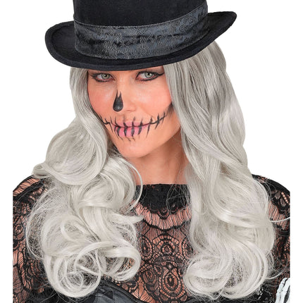 Peluca de Halloween gris claro