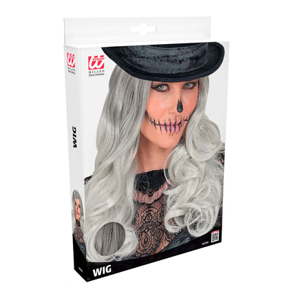Peluca de Halloween gris claro
