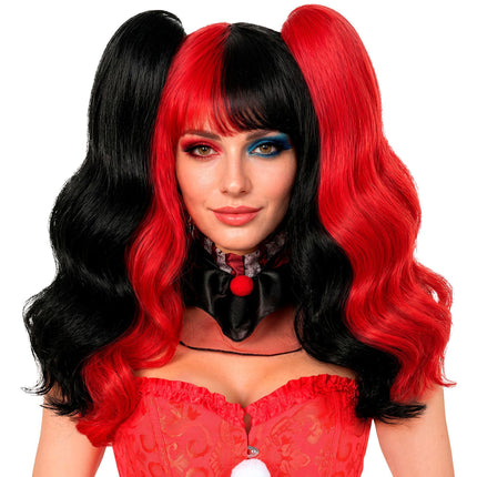 Peluca de Halloween de arlequín con extensiones de pelo