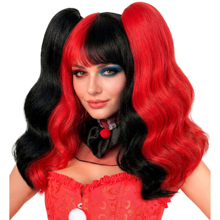 Peluca de Halloween de arlequín con extensiones de pelo