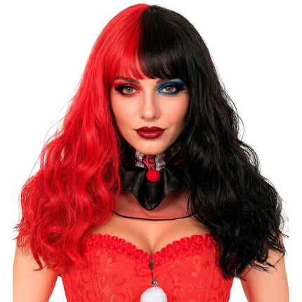 Peluca de Halloween de arlequín con extensiones de pelo