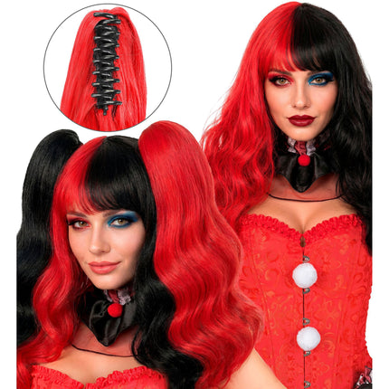 Peluca de Halloween de arlequín con extensiones de pelo