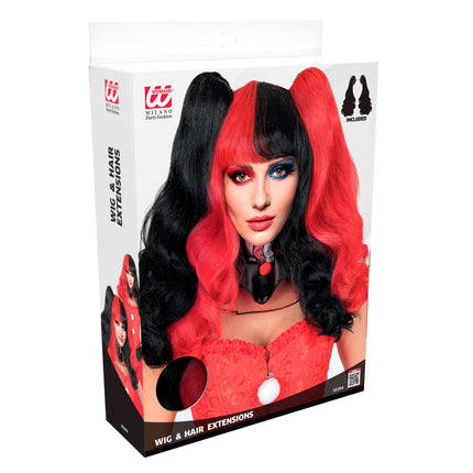 Peluca de Halloween de arlequín con extensiones de pelo