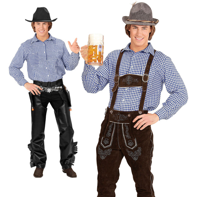 Camisa Oktoberfest Azul Blanco Hombre