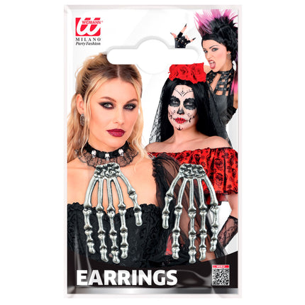 Pendientes de Halloween con forma de mano de esqueleto