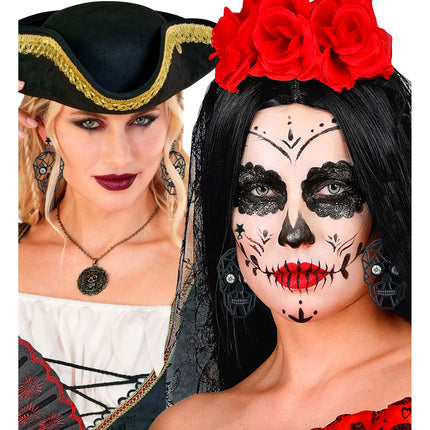Pendientes de Halloween con esqueletos