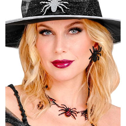 Pendientes de Halloween con arañas y strass