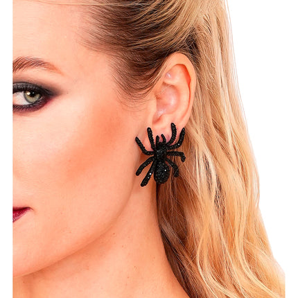 Pendientes de Halloween con arañas y strass