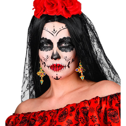 Pendientes de Halloween con forma de cruz y pedrería