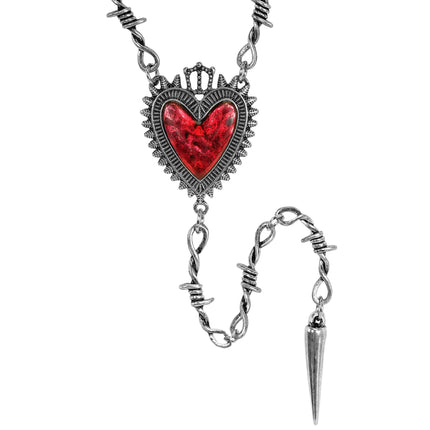 Collar de Halloween con corazón y alambre de púas