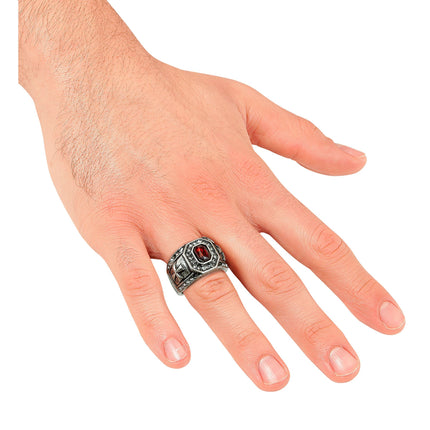 Anillo de Halloween con piedra preciosa roja