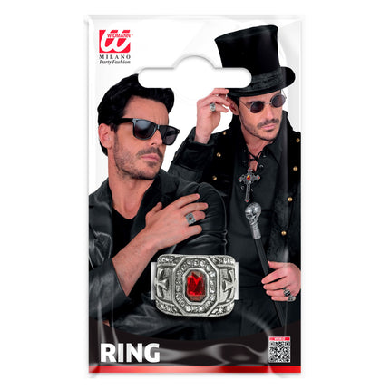 Anillo de Halloween con piedra preciosa roja