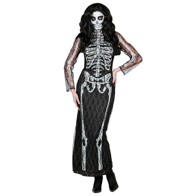 Vestido Halloween Damas Largo Esqueleto