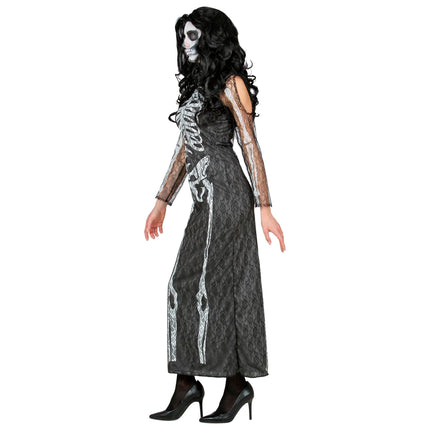 Vestido Halloween Damas Largo Esqueleto