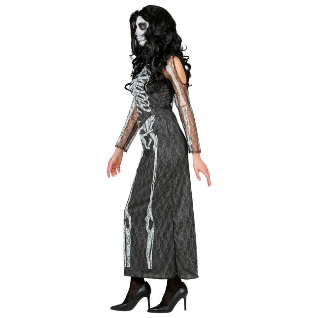 Vestido Halloween Damas Largo Esqueleto