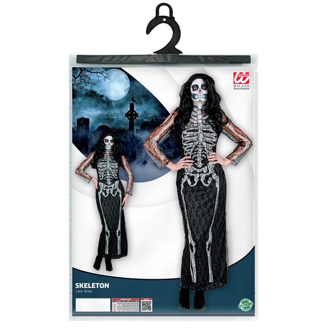 Vestido Halloween Damas Largo Esqueleto